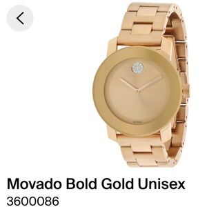 Movado Rose Gold Tone Unisex Bracelet Watch with Crystal Dot